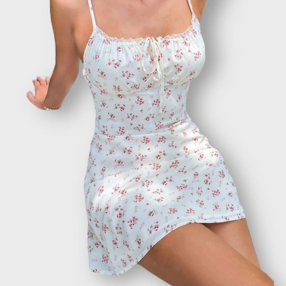 Ditsy Floral Babydoll Dress with Tie Front